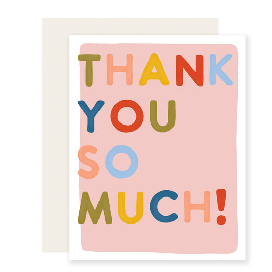Block Letter Thank You | Colorful Thank You Card