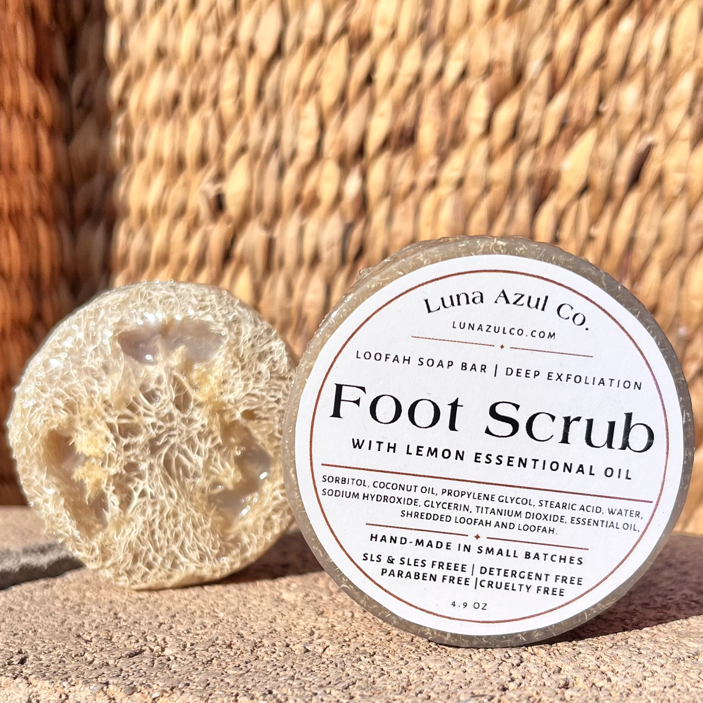 Foot Scrub Shredded Loofah & Loofah Slice Soap Bar