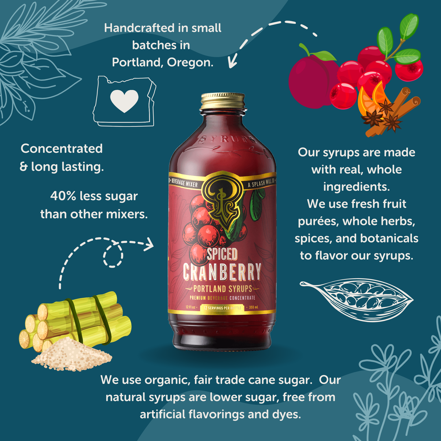 Spiced Cranberry Syrup 12 oz - cocktail / mocktail drink mix