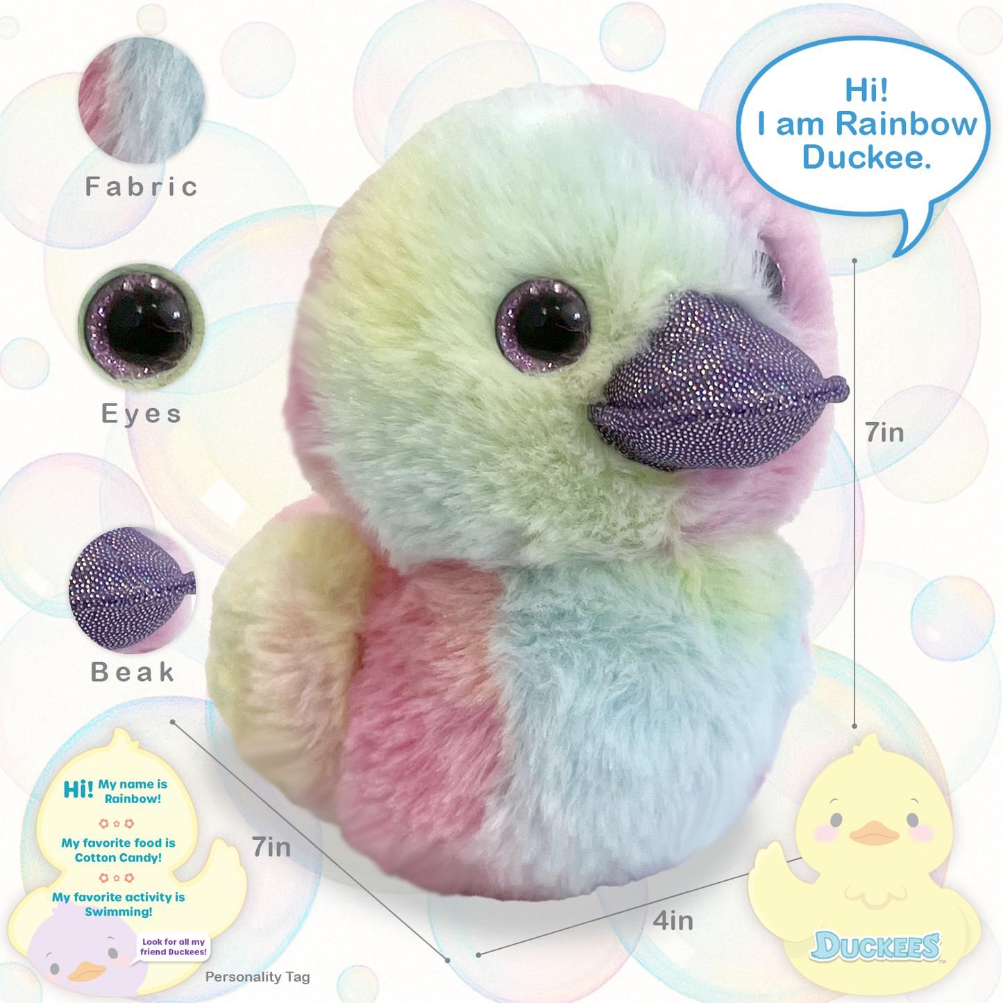 World's Softest Plush - 7" Rainbow Plush Duckee Duck
