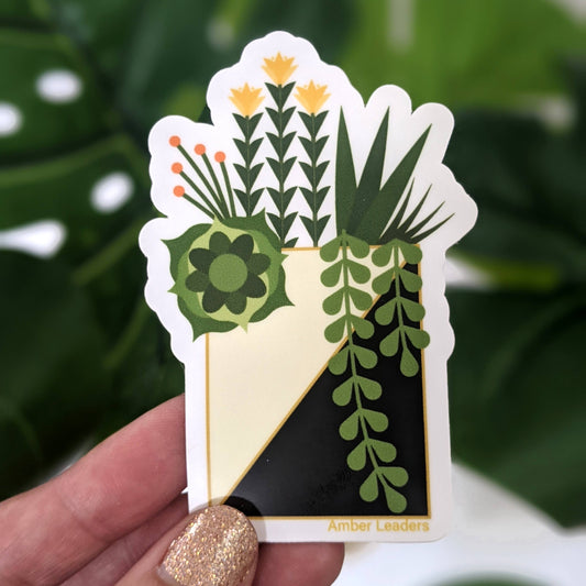 Cream Succulent Vinyl Sticker