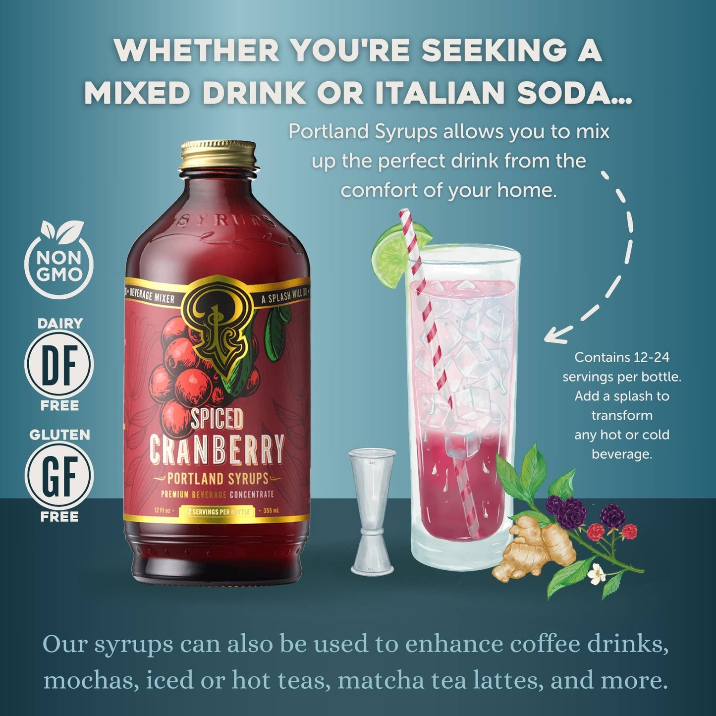 Spiced Cranberry Syrup 12 oz - cocktail / mocktail drink mix