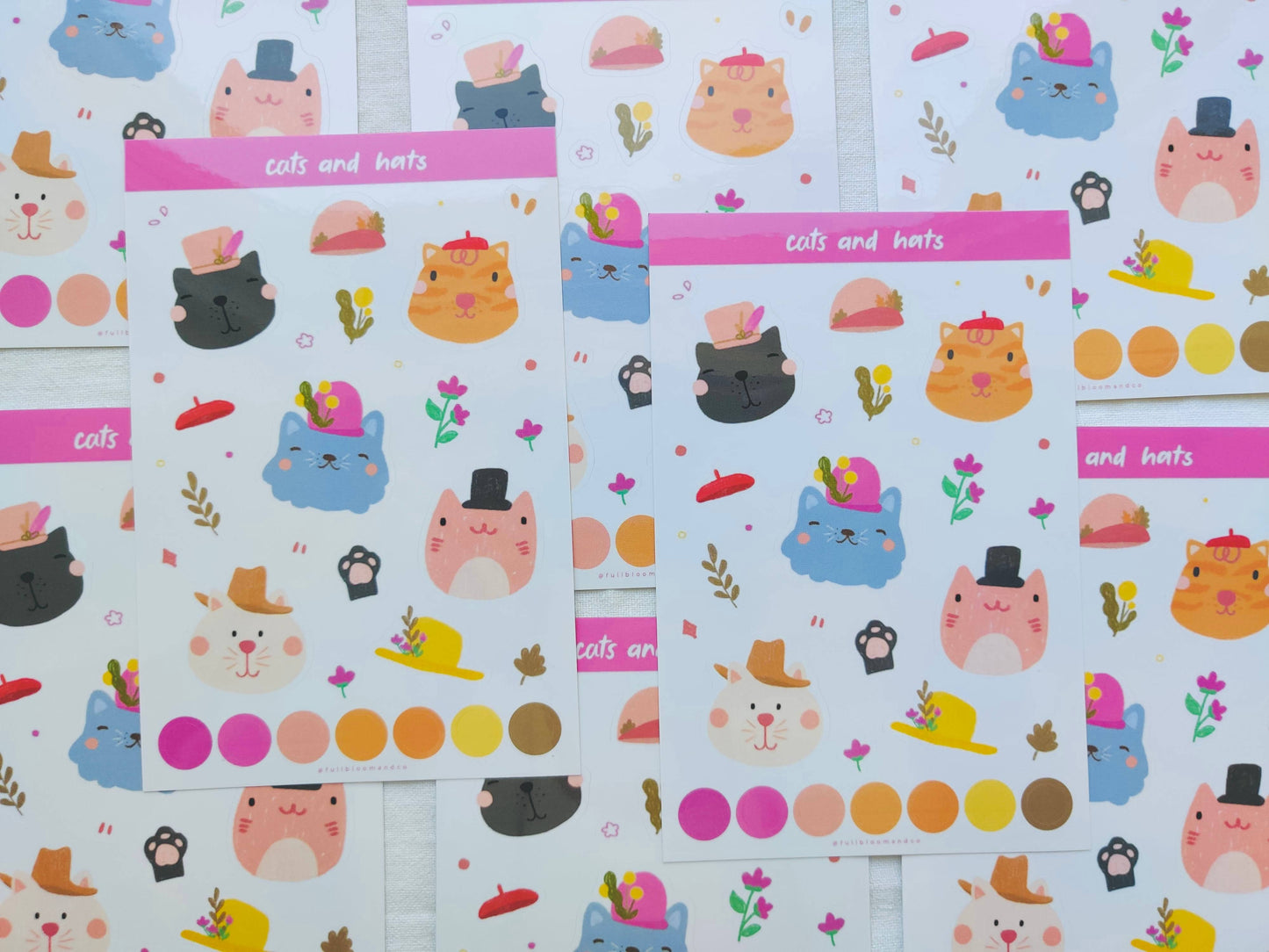 Cats in Hats Sticker Sheet with Cute Cats for Cat Lady