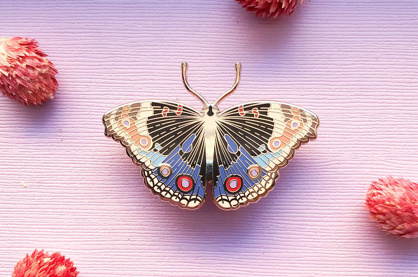 Blue Pansy Butterfly (Junonia orithya) Enamel Pin