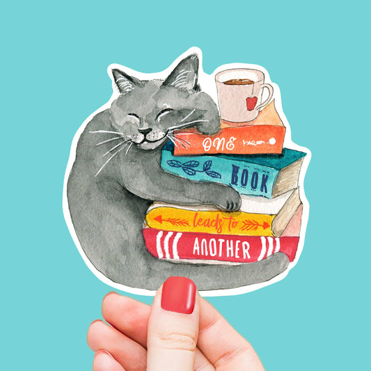 Book Lover Cat Sticker