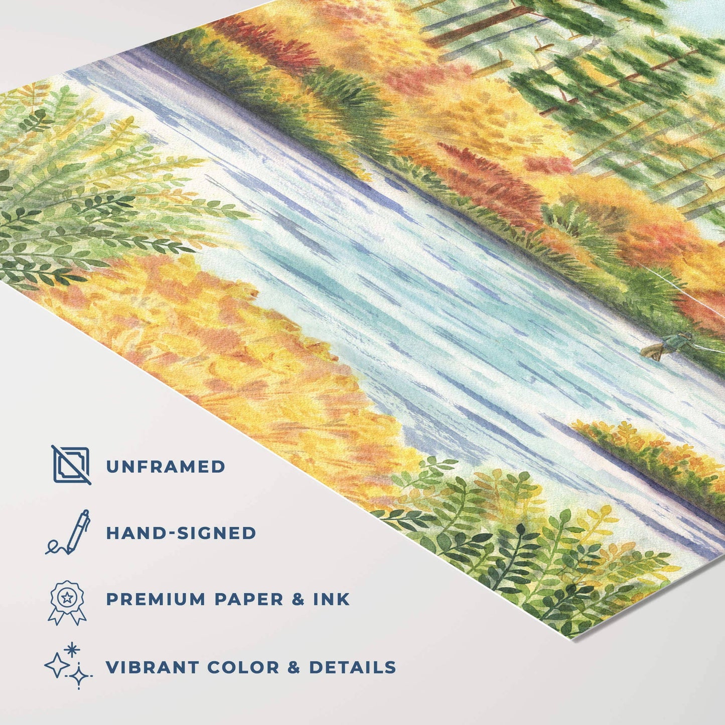 Fly Fishing Art Print | Autumn Fall Colors Nature Scene