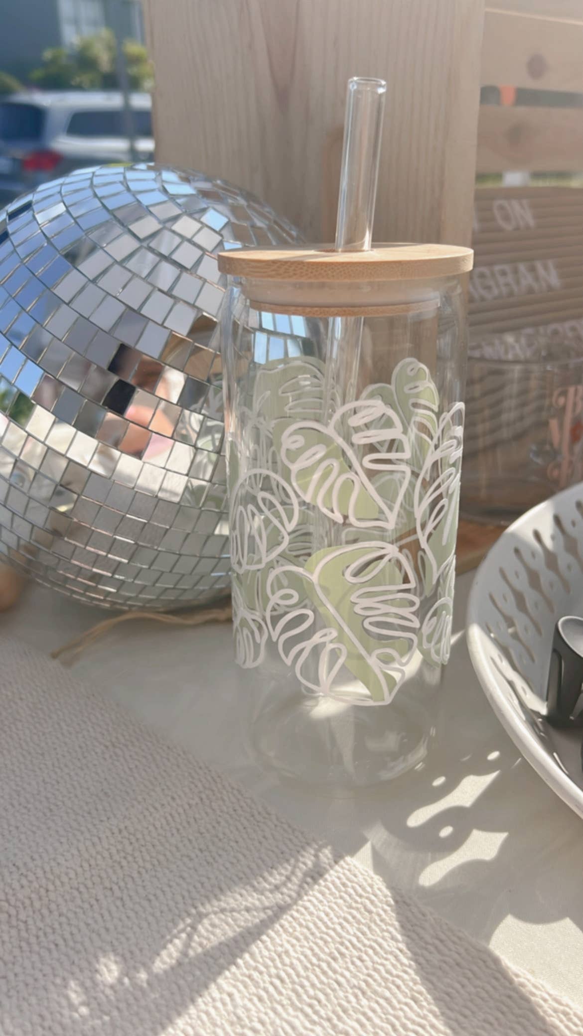 Monstera Cup Iced Coffee Glass