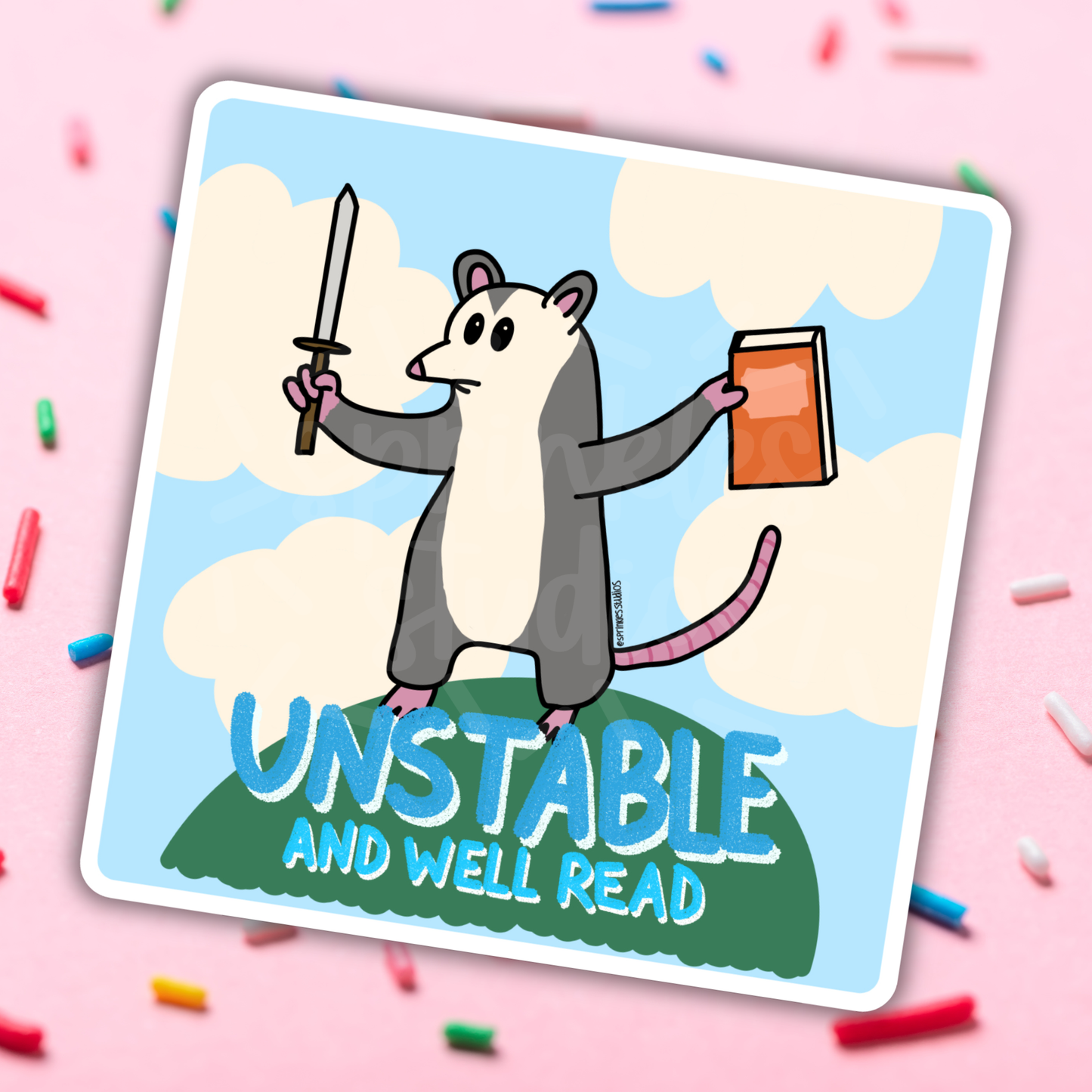 Unstable and Well Read Vinyl Sticker
