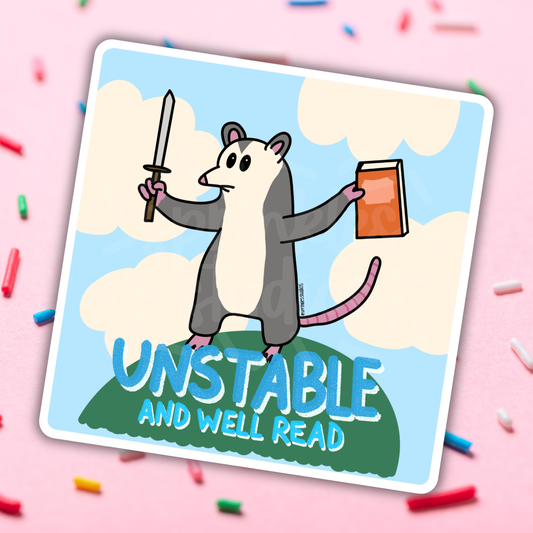 Unstable and Well Read Vinyl Sticker
