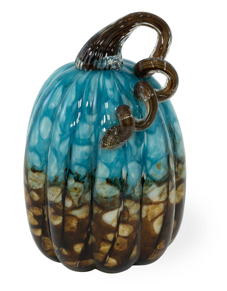 Blue and Tawny Glass Pumpkin