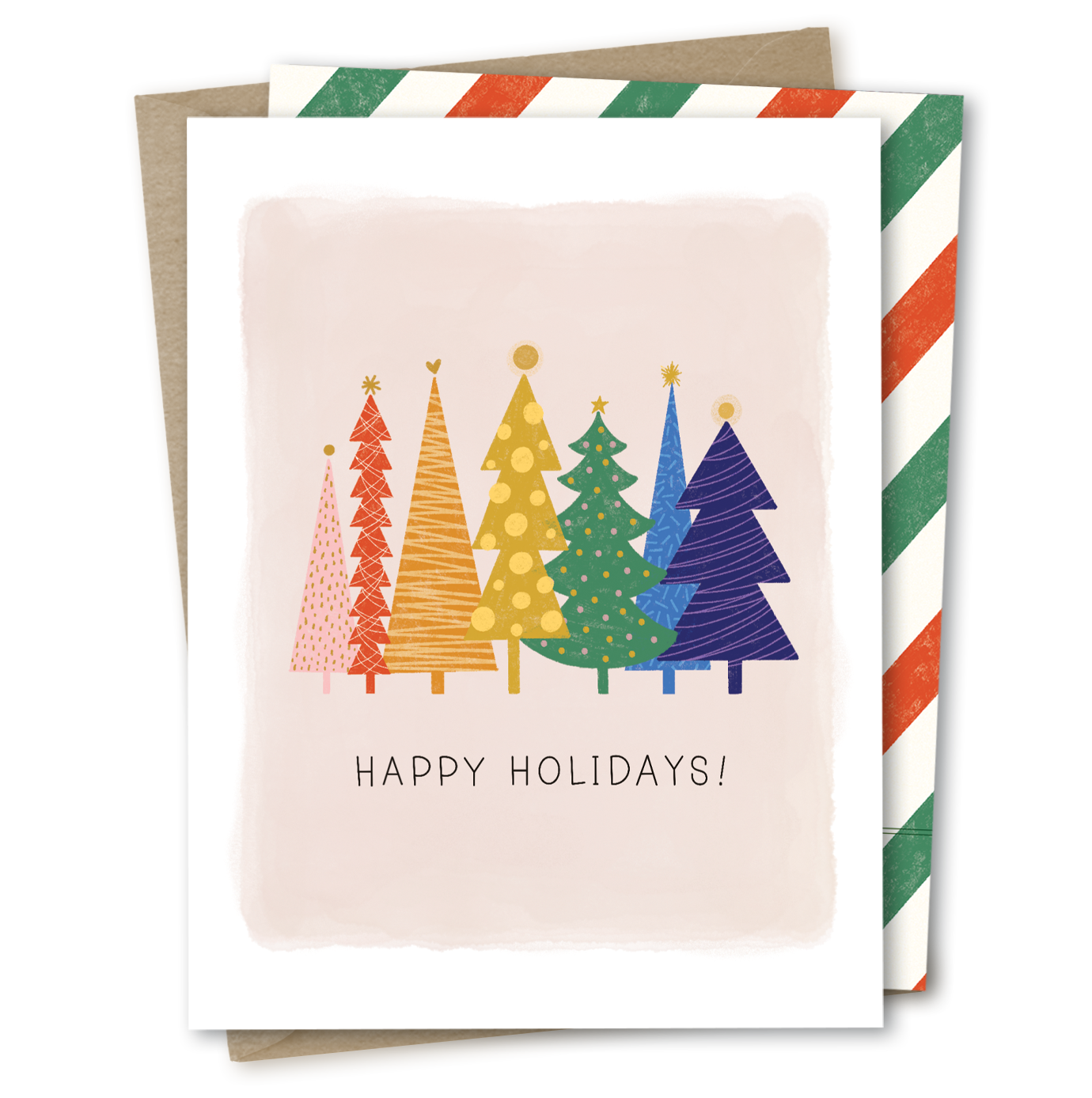 Rainbow Happy Holidays | Holiday Christmas Tree Winter Card