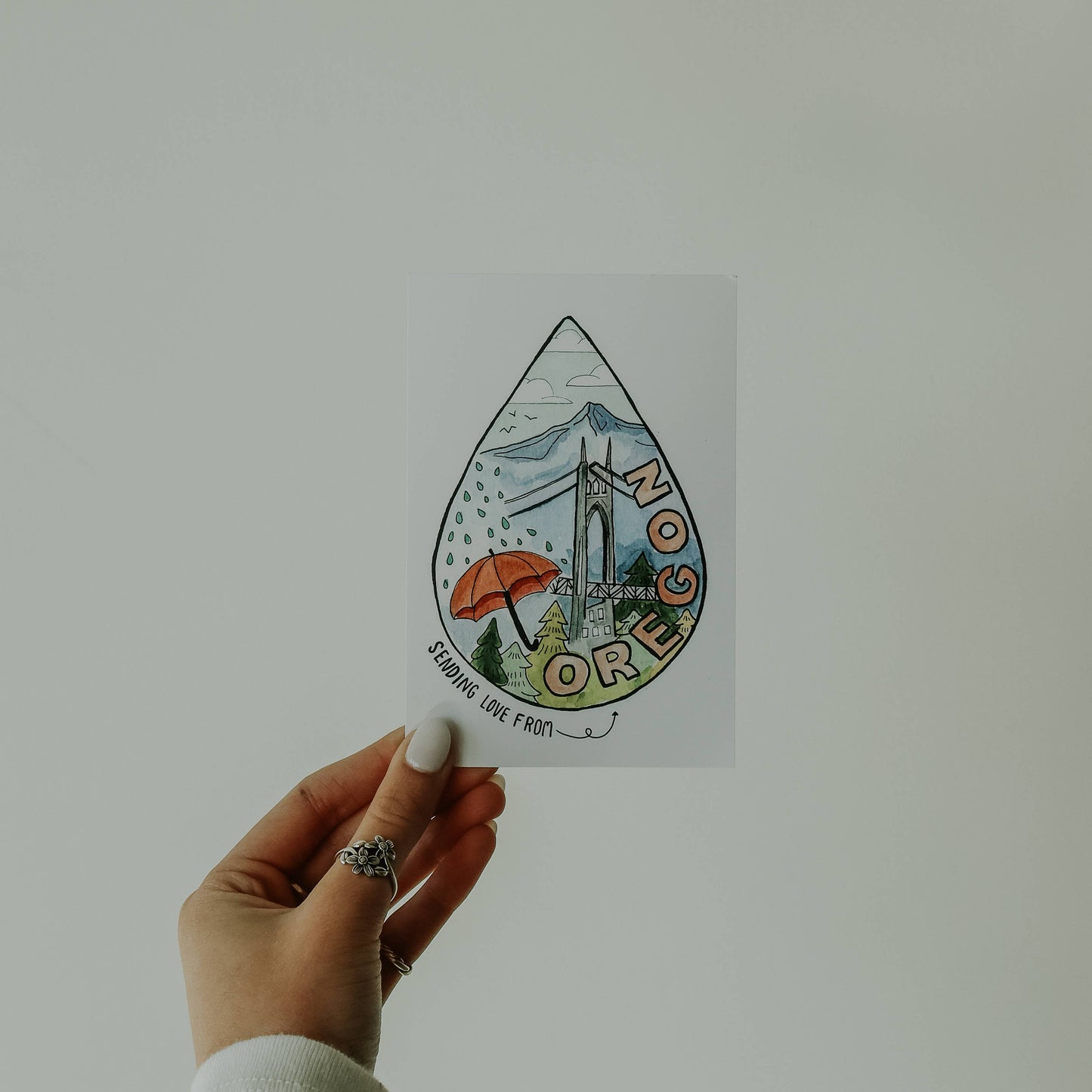 Sending Love from Oregon Raindrop Postcard