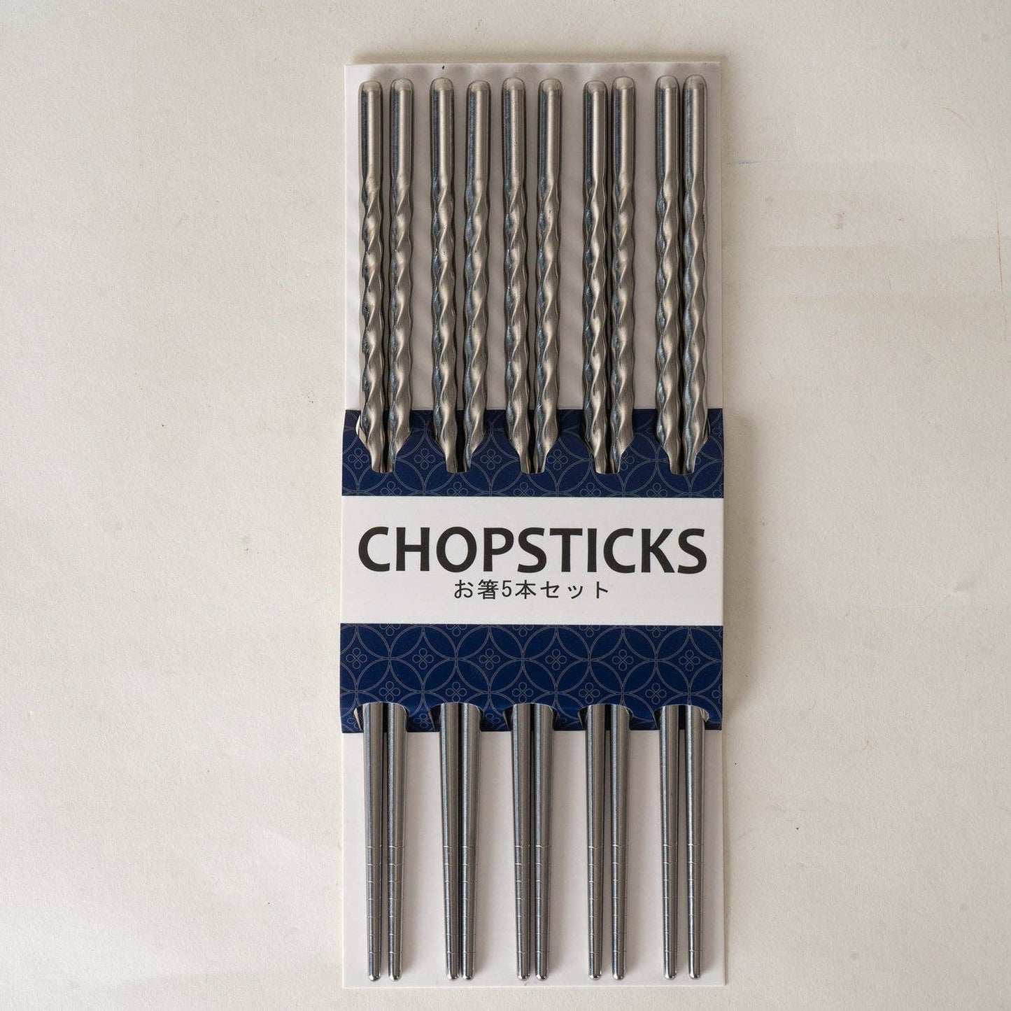 5 Piece Twisted Swirl Chopsticks Set Stainless Steel