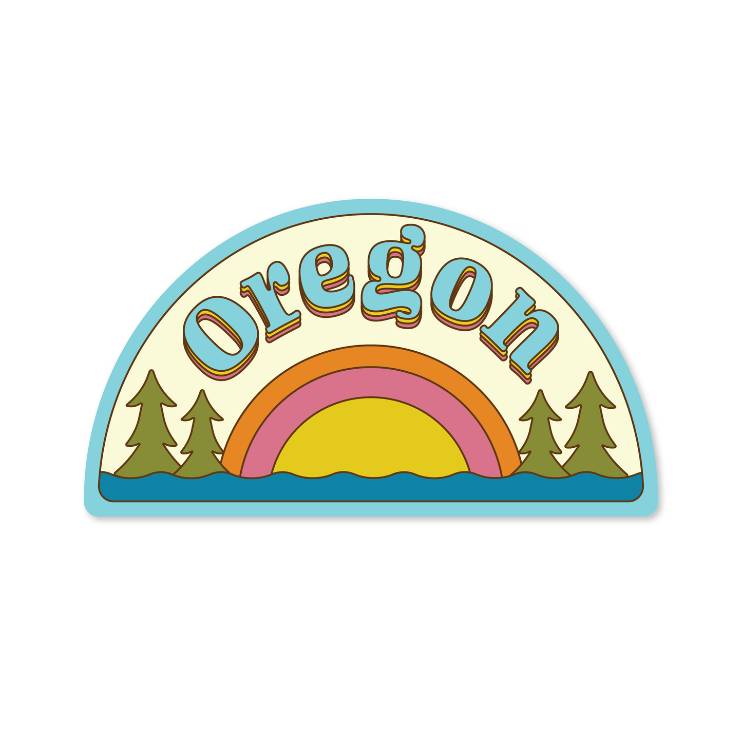 Oregon Retro Rainbow Sticker