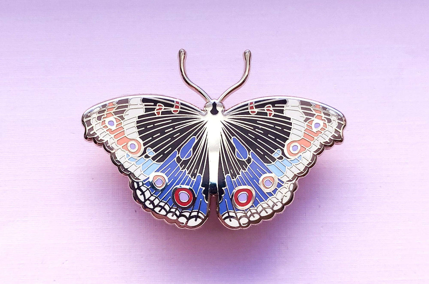 Blue Pansy Butterfly (Junonia orithya) Enamel Pin
