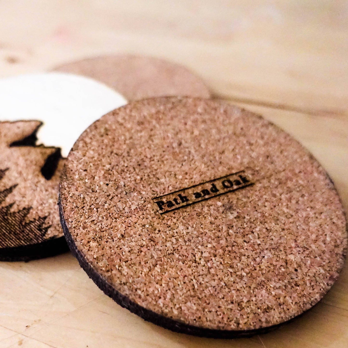 Mountain Dark Wood and Cork Coasters