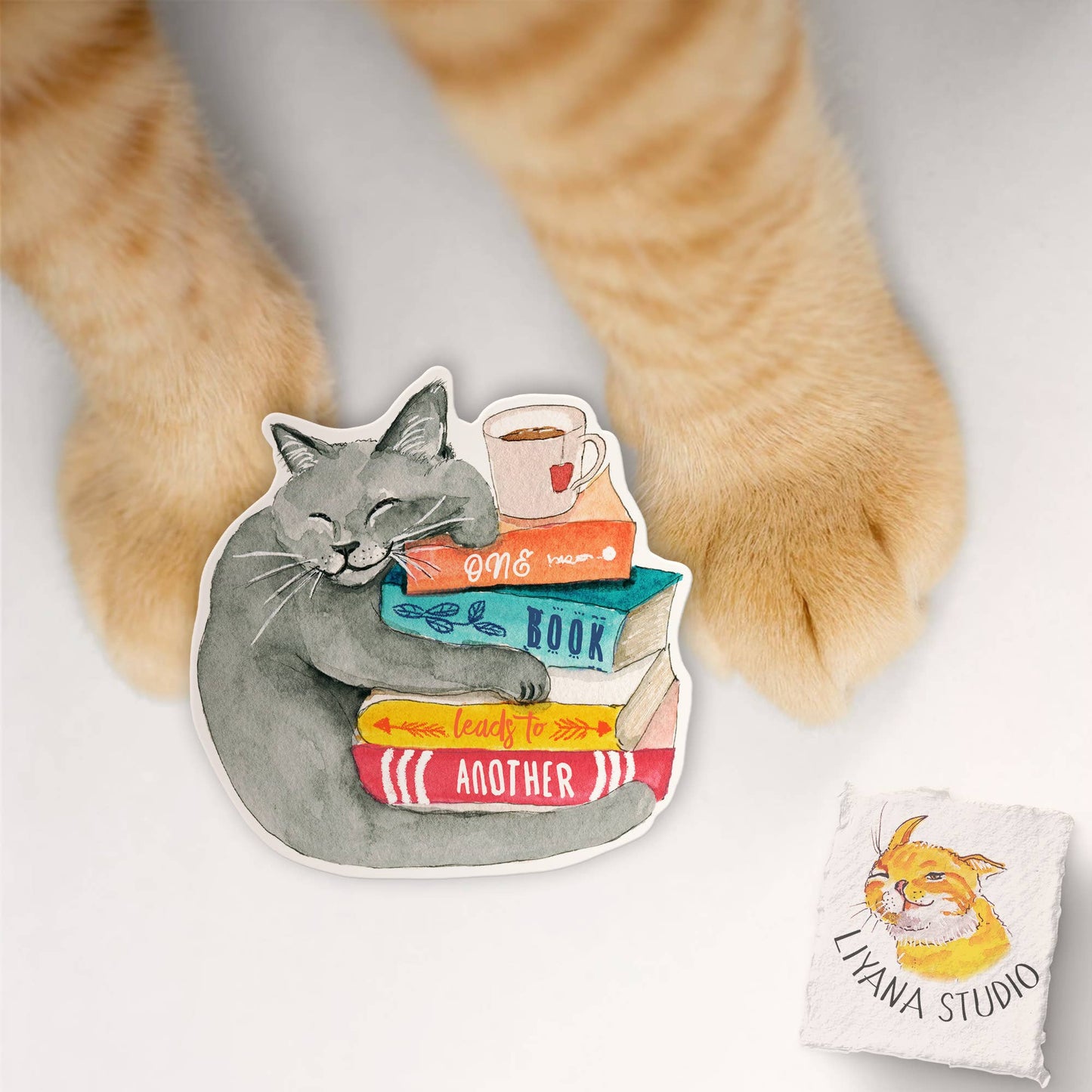 Book Lover Cat Sticker
