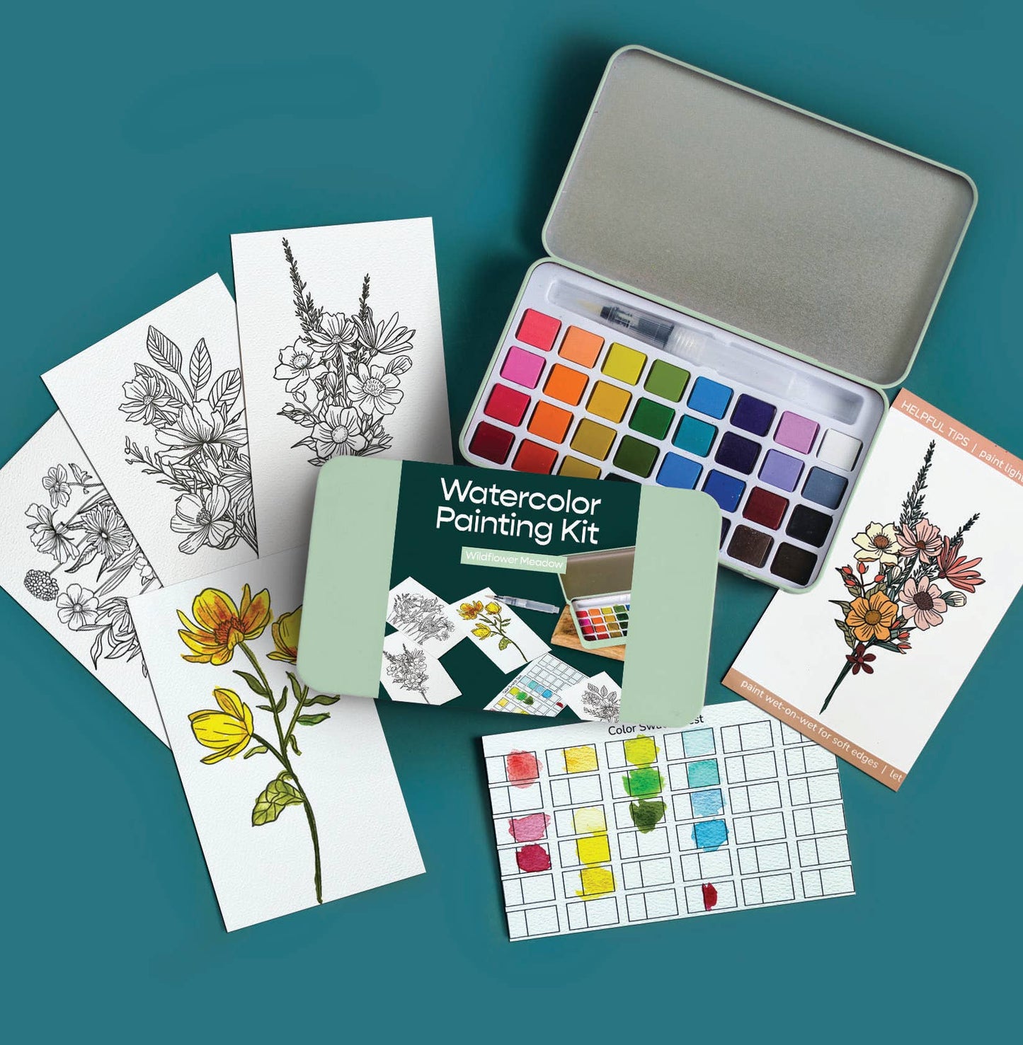 Wildflower Meadow watercolor painting kit