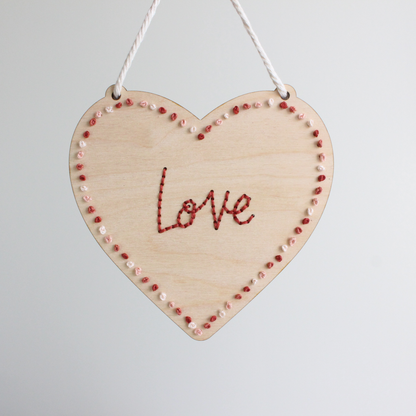 Heart “Love” Wooden Hanging Embroidery DIY Kit