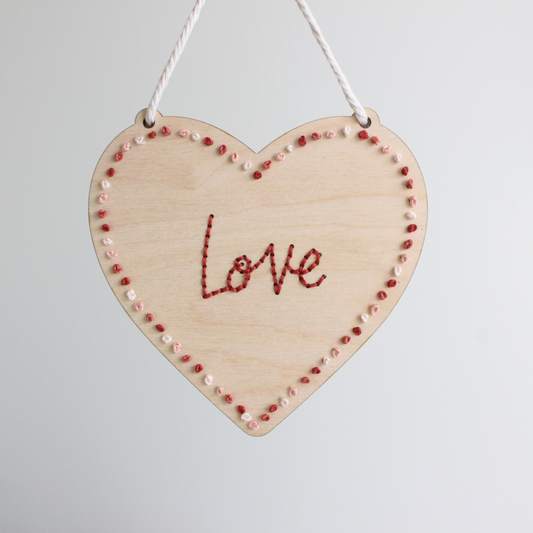 Heart “Love” Wooden Hanging Embroidery DIY Kit