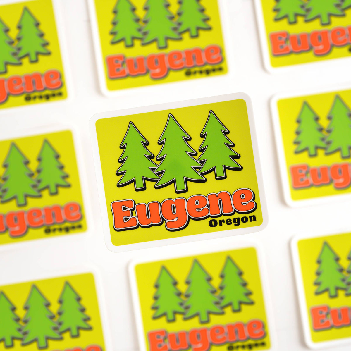 Retro Eugene Oregon Sticker | 70s Style Trees Vinyl Decal