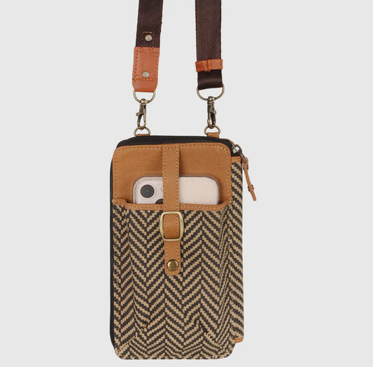 Herringbone Cross Body Bag with Built-in Wallet