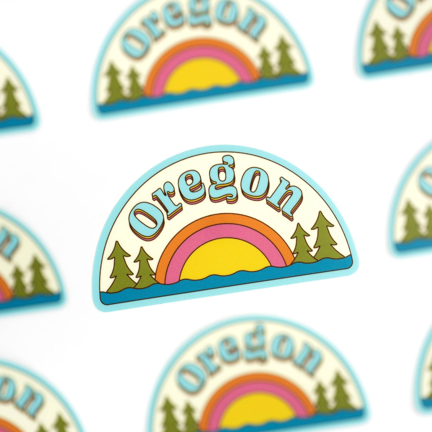 Oregon Retro Rainbow Sticker