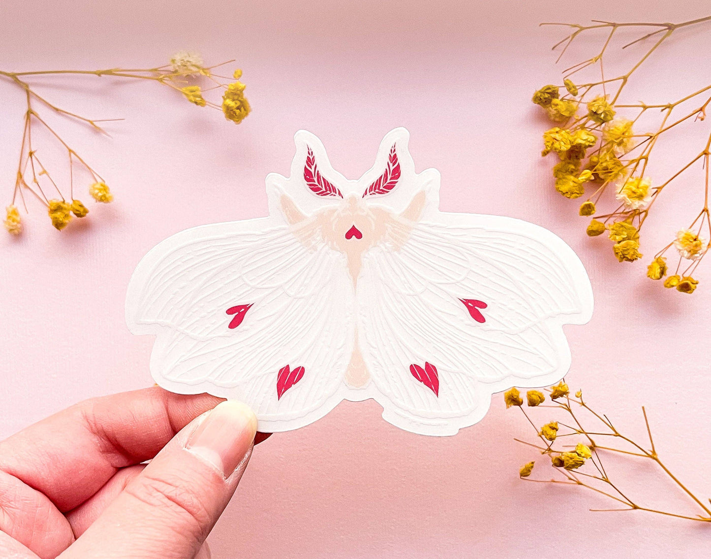 Transparent Ghost Heart Moth Sticker