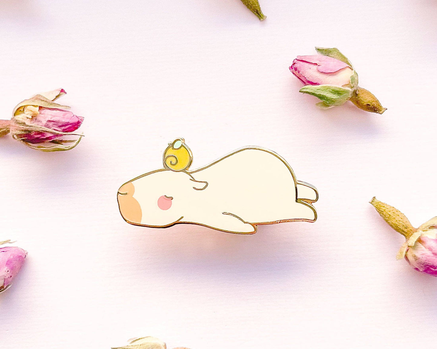 Curly the Capybara Lying Down Enamel Pin