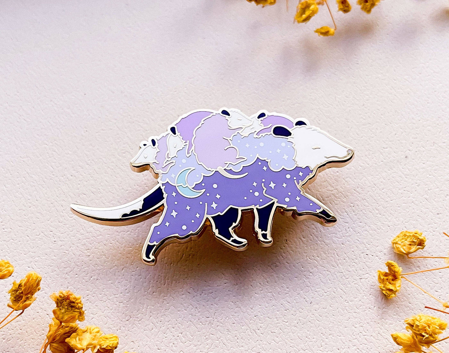 Opossum Mom Bus and Babies Enamel Pin