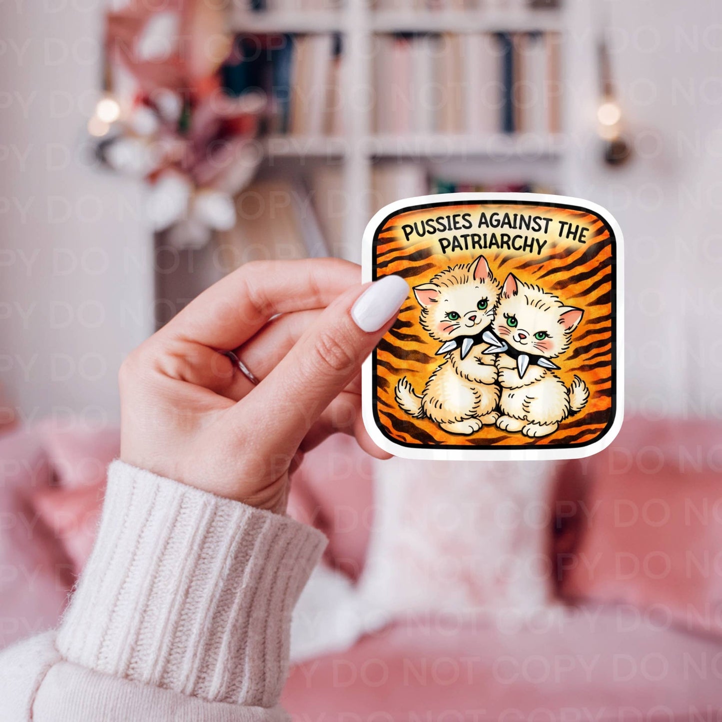 Retro Feminist Patriarchy, Cat Against Patriarchy Sticker
