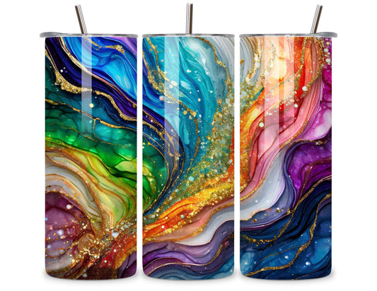 Rainbow Marble 20 oz. Stainless Steel Tumbler