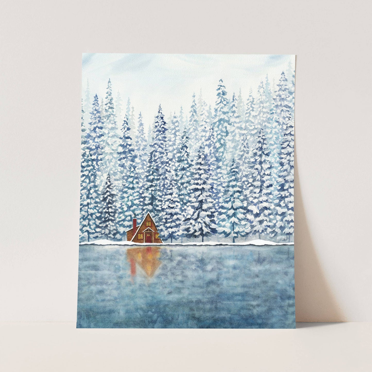 Winter Art Print | Snowy A-Frame