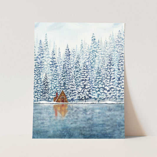Winter Art Print | Snowy A-Frame