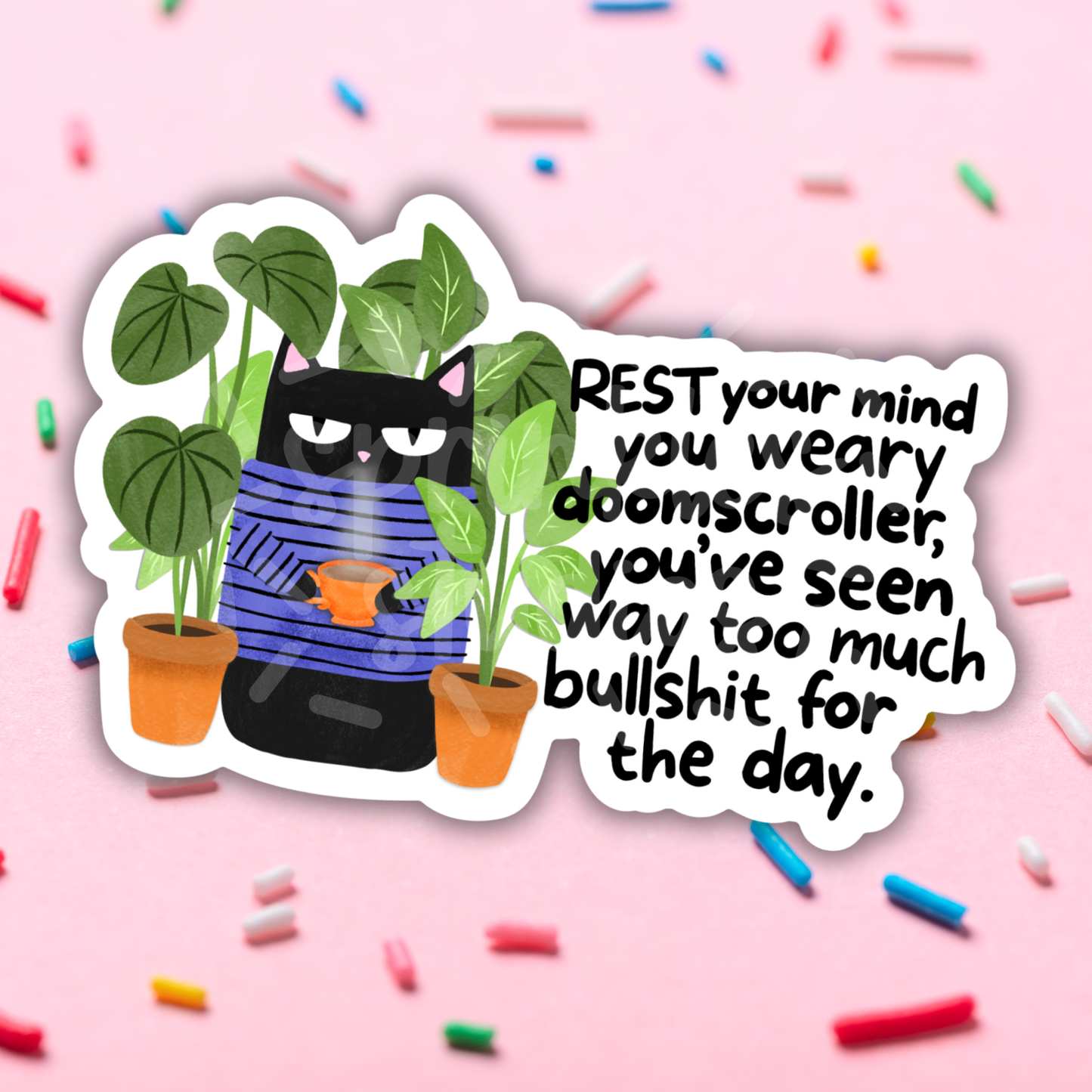 Weary Doomscroller Vinyl Sticker