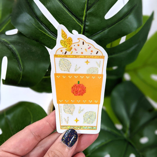 Fall Spice and Glittery Pumpkin Vinyl Sticker
