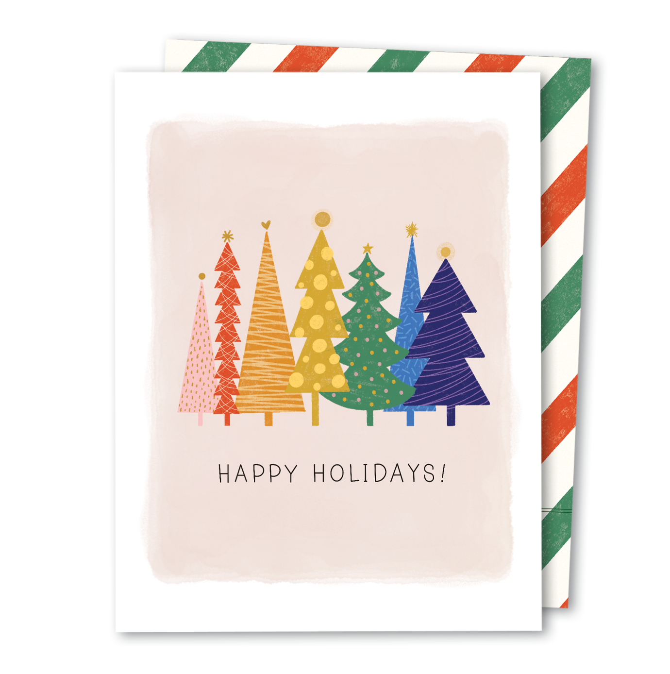 Rainbow Happy Holidays | Holiday Christmas Tree Winter Card