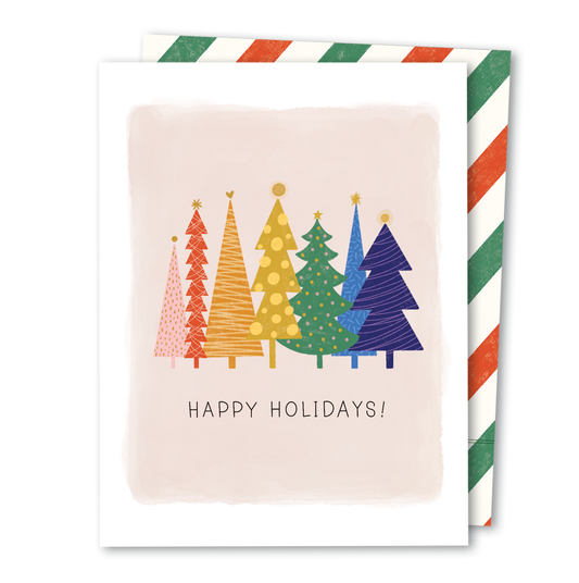 Rainbow Happy Holidays | Holiday Christmas Tree Winter Card
