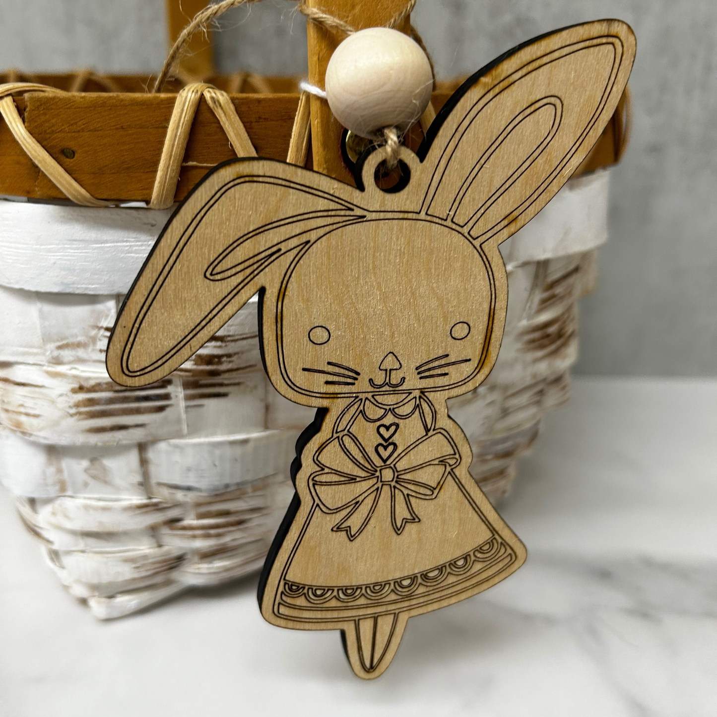 Wooden Easter Basket Bunny Tags