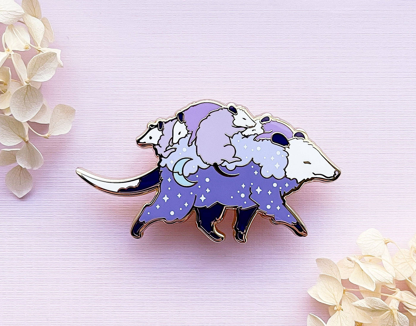 Opossum Mom Bus and Babies Enamel Pin