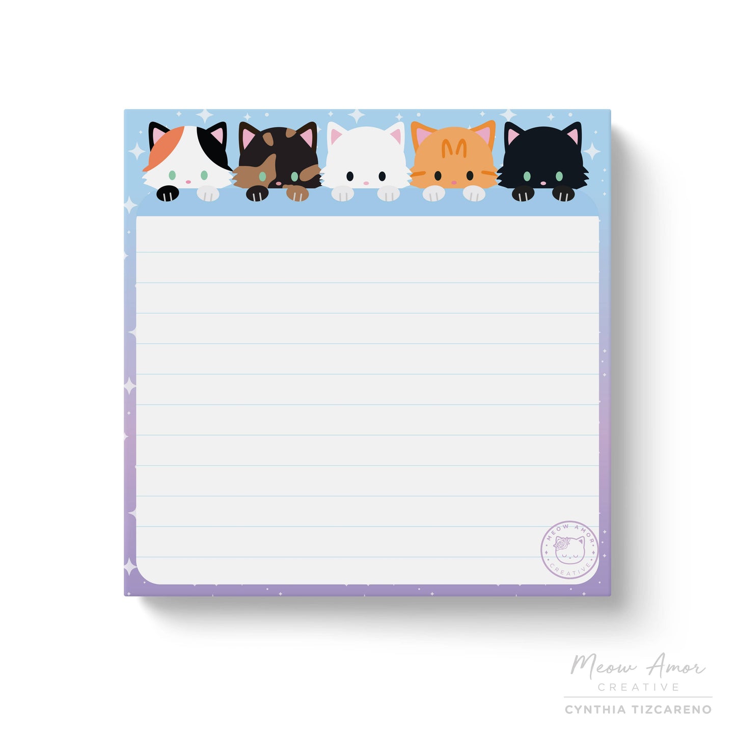 All The Fluffy Cats Lined Sticky notes