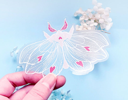 Transparent Ghost Heart Moth Sticker