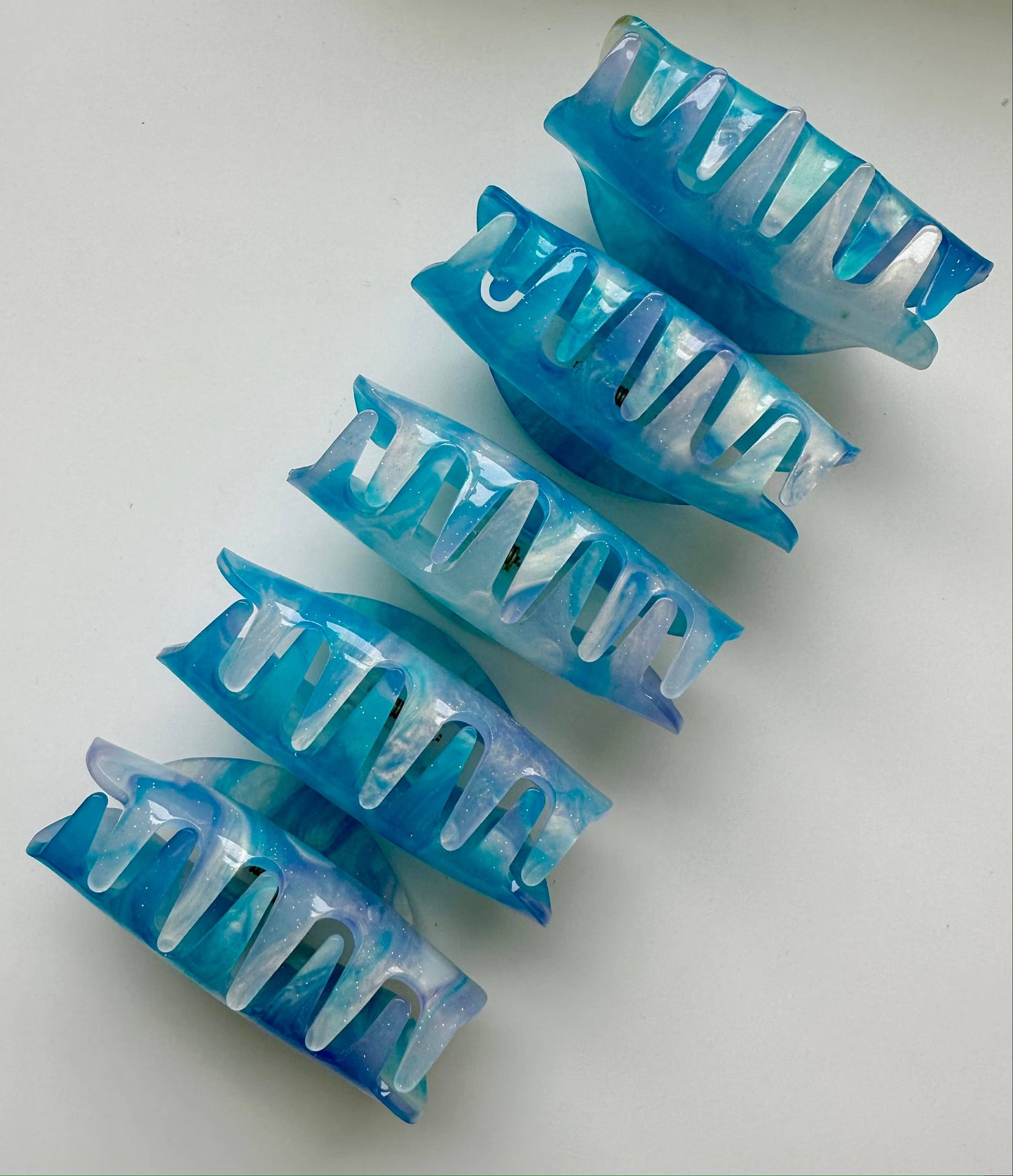 Half Moon Acetate Claw Clip - Sparkly Blue + Purple