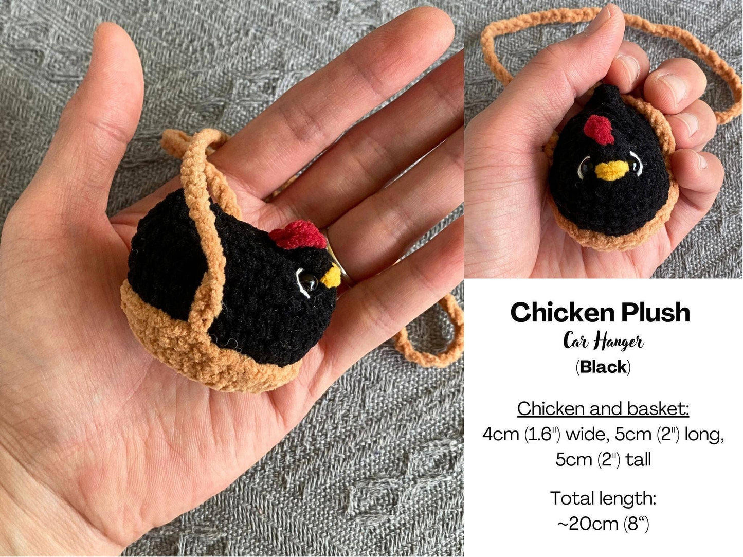 Crochet Chicken Car Hanger, Cute Amigurumi Chicken On Swing