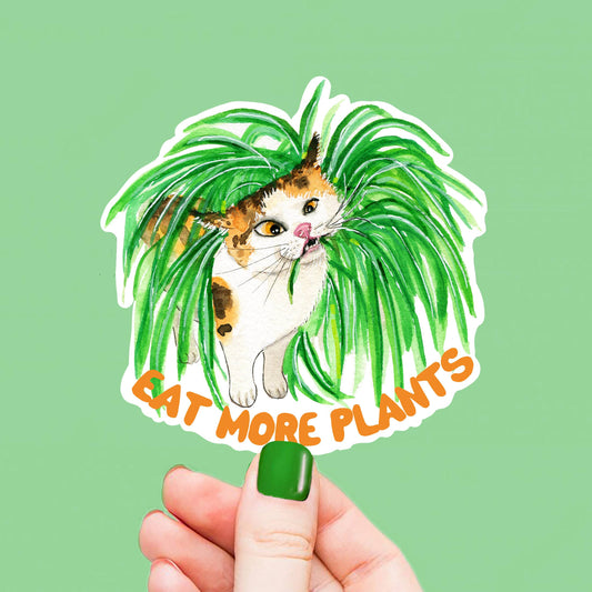 Eat More Plant Cat - Funny Vinyl Stickers