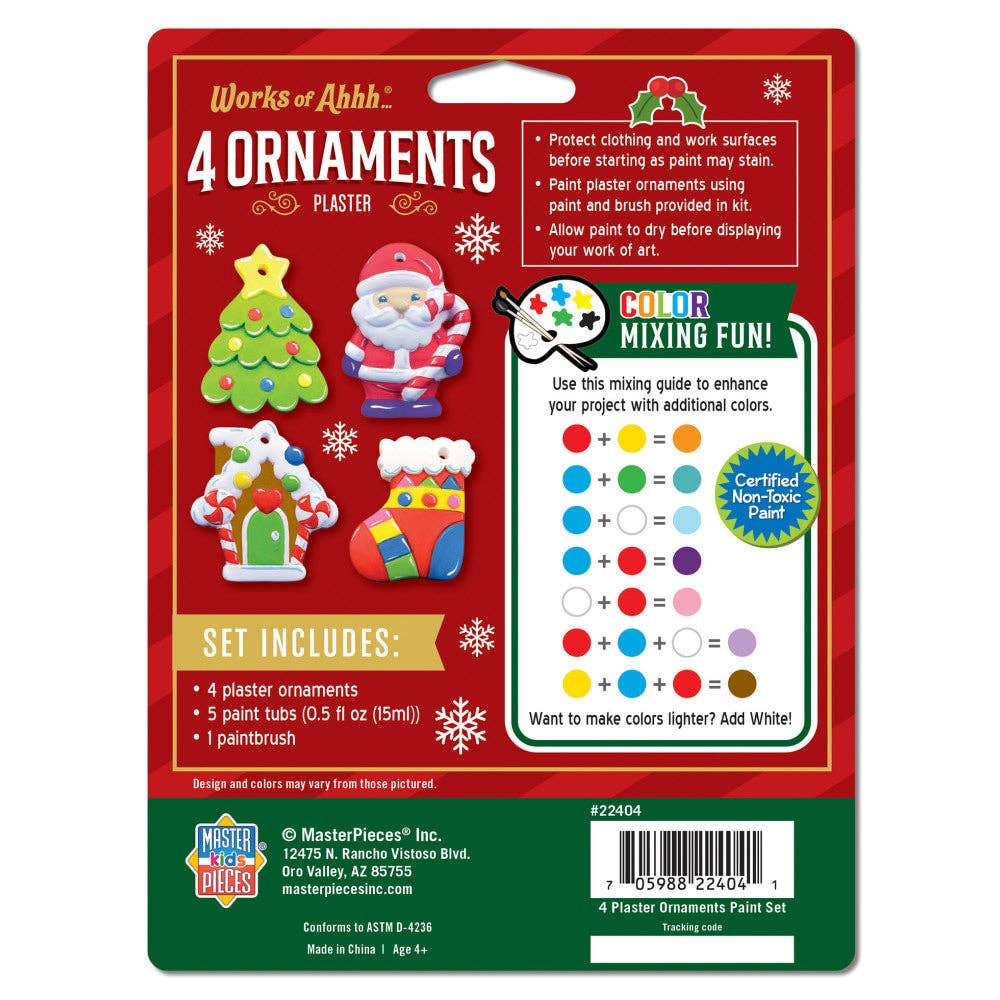 Holiday Ornaments - 4-Pack Plaster Paint Kit