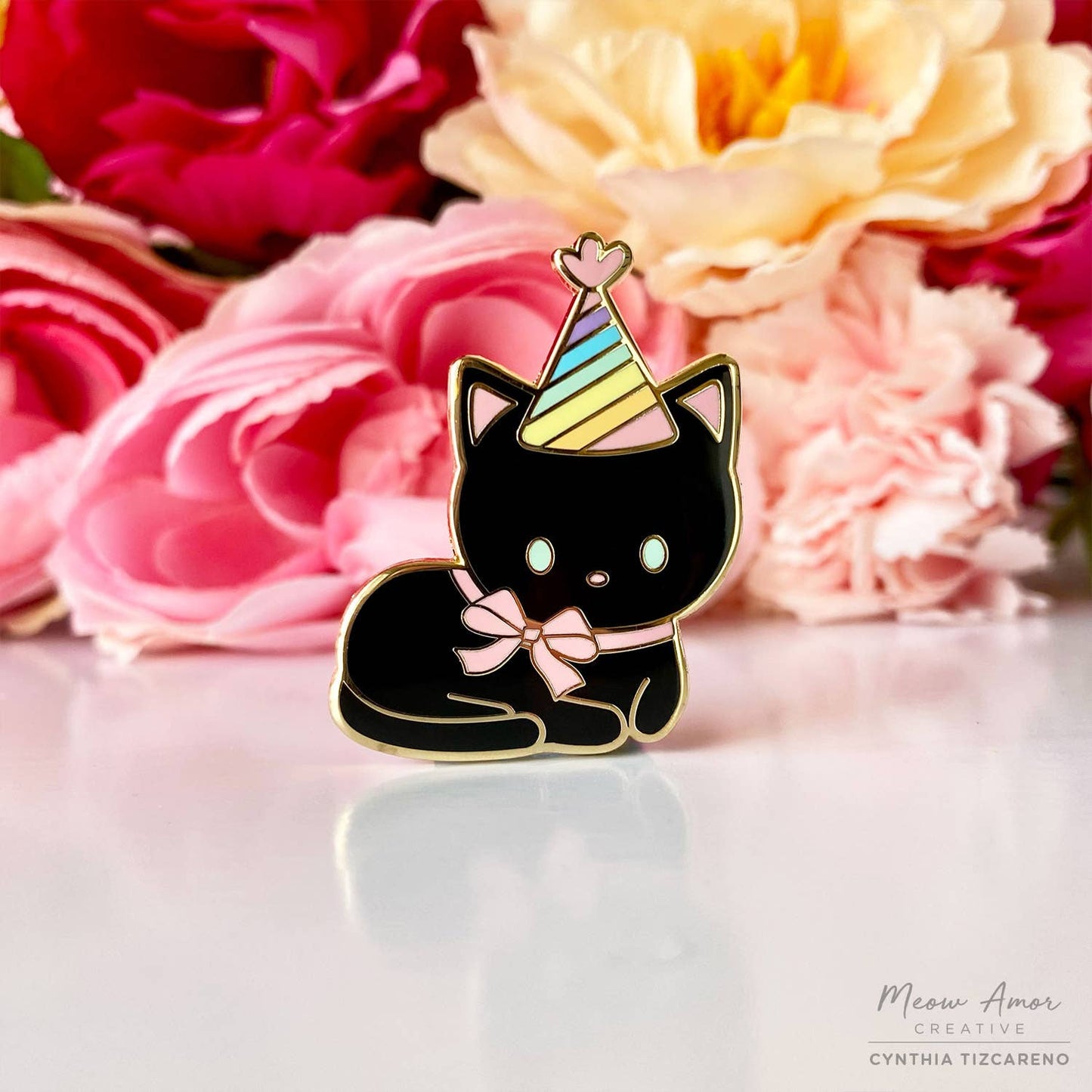 Party Black Cat Enamel Pin
