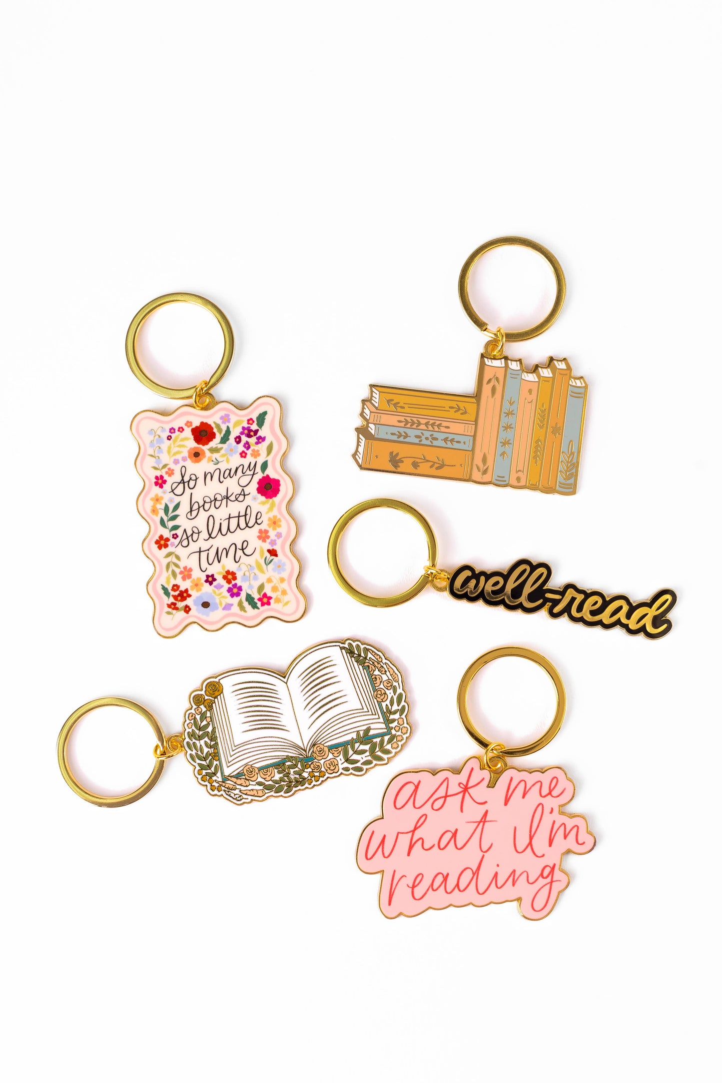 Floral Book Metal Keychain 2x2 in.