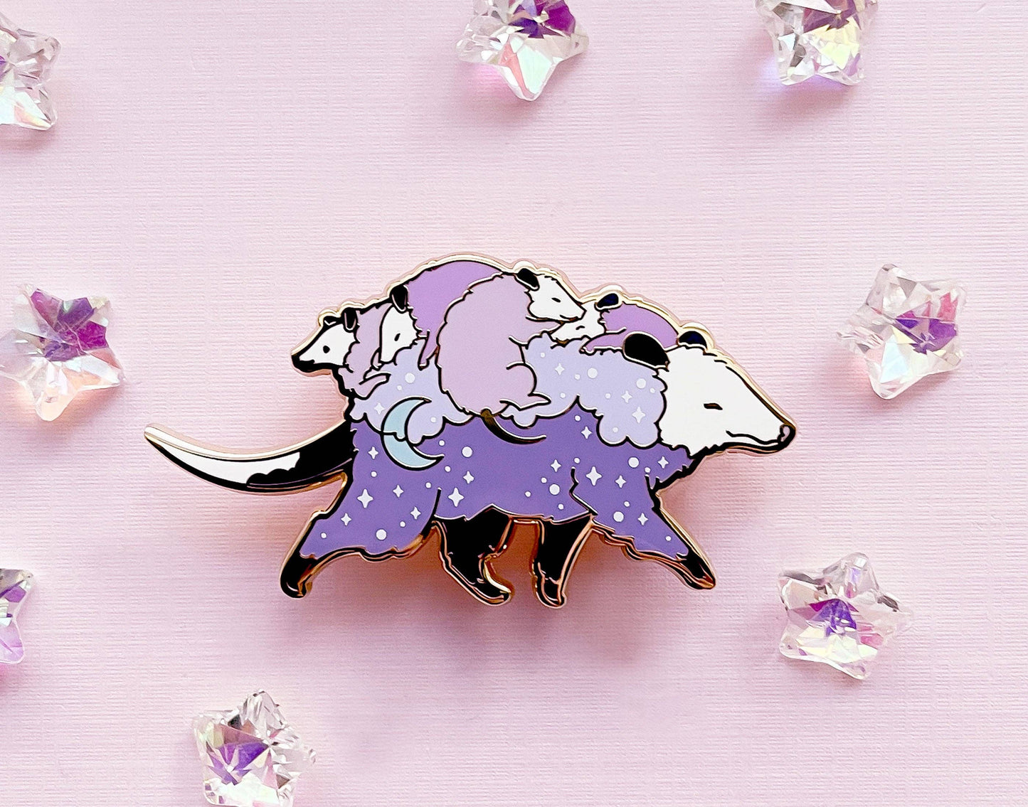 Opossum Mom Bus and Babies Enamel Pin