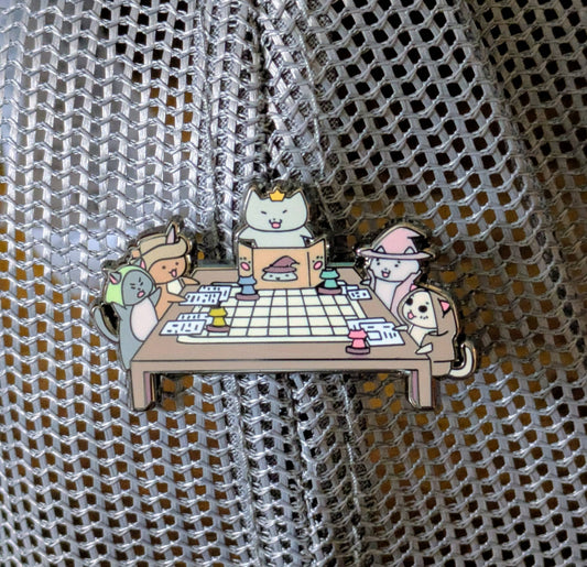 Cats Playing Tabletop RPG Enamel Pin